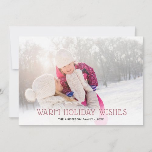 Rose Gold Warm Holiday Wishes  2 Photo Christmas