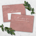 Rose Gold Watercolor A7 5x7 Wedding Invitation Envelope<br><div class="desc">Watercolor in Rose Gold A7 5x7 inch Wedding Envelopes (other sizes to choose from). This modern wedding envelope design has a beautiful watercolor texture, and bold colors that are perfect for winter. Shown in the Rose Gold colorway. With a gorgeous signature script font with tails, the ethereal watercolor wedding collection...</div>