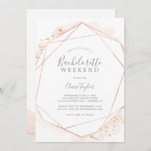 Rose Gold Watercolor Bachelorette Weekend Invitation