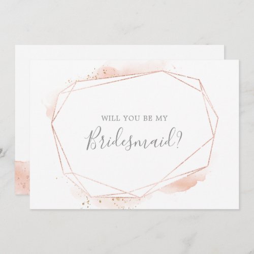Rose Gold Watercolor Bridesmaid Proposal Card