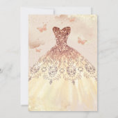 Rose Gold Watercolor Butterfly Dress Quinceanera  Invitation (Back)