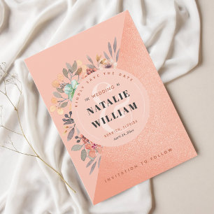 Rose Gold Watercolor Floral Glam Wedding Save The Date