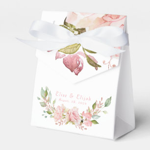 Rose Gold Watercolor Flowers Wedding Thank You Favor Boxes