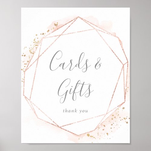 Rose Gold Watercolor Geometric Cards  Gifts Sign