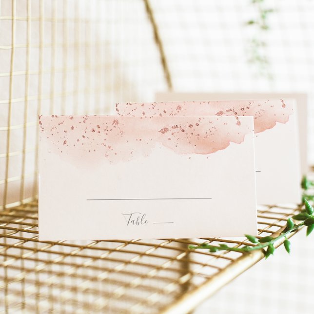 Rose Gold Watercolor Geometric Flat Wedding Place Card (Creator Uploaded)