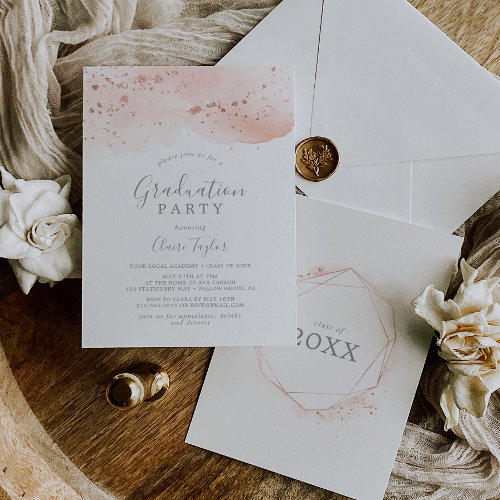 Rose Gold Watercolor Geometric Graduation Party
