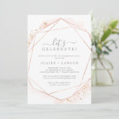 Rose Gold Watercolor Geometric Let's Celebrate Invitation (Standing Front)