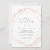 Rose Gold Watercolor Geometric Let's Celebrate Invitation (Front)