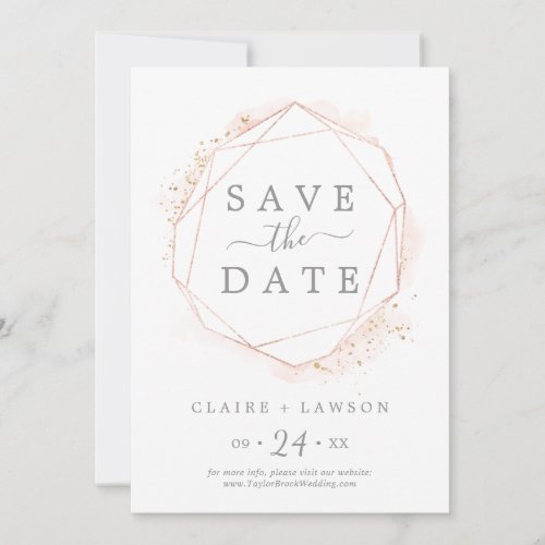 Rose Gold Watercolor Geometric Save The Date