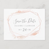 Rose Gold Watercolor Geometric Save the Date Invitation Postcard (Front)