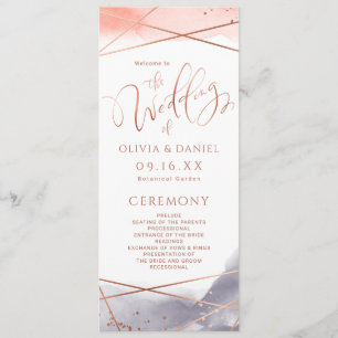 Rose Gold Watercolor Geometric Wedding Program