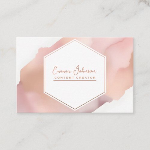 Rose Gold Watercolor hexagon Business Card