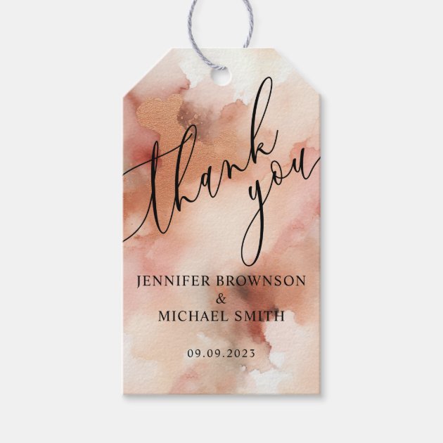 Rose Gold Watercolor Pink Wedding Gift Gift Tags
