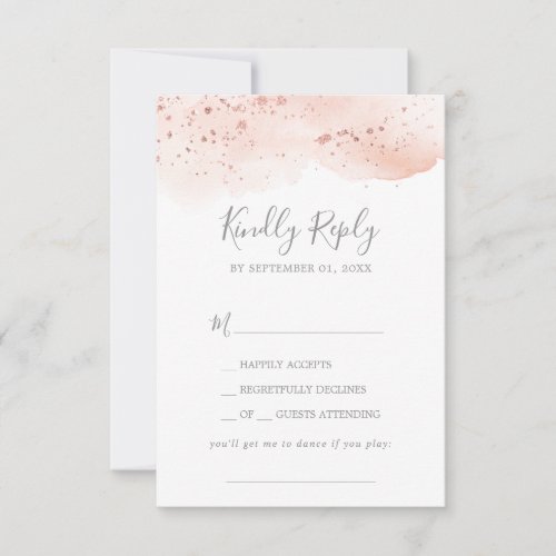 Rose Gold Watercolor Song Request RSVP Card