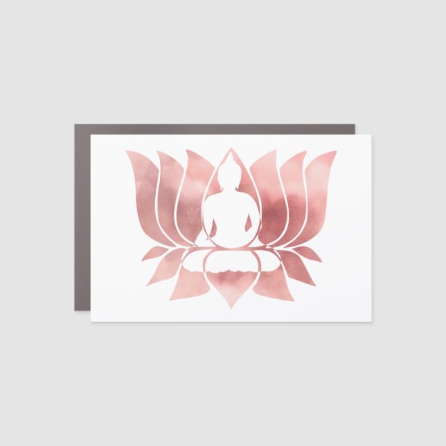 Rose Gold Watercolor Texture Buddha Meditation Zen Car Magnet (Front)