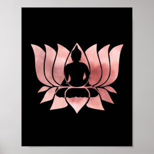 Rose Gold Watercolor Texture Buddha Meditation Zen Poster