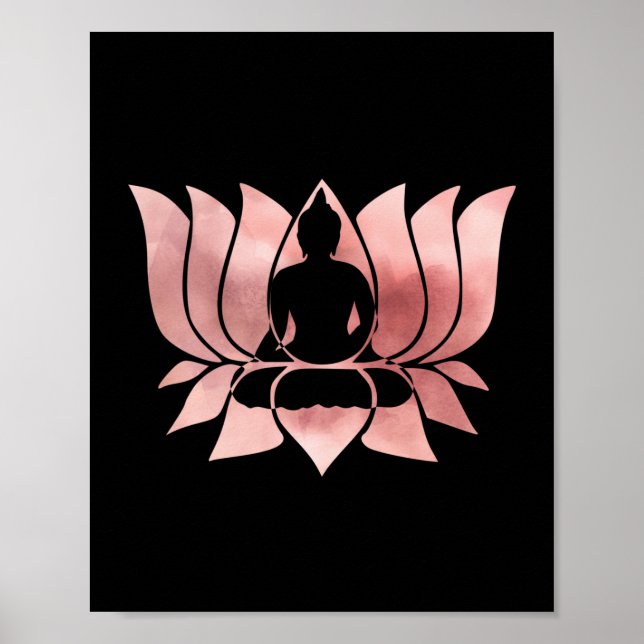 Rose Gold Watercolor Texture Buddha Meditation Zen Poster (Front)