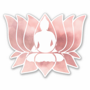 Rose Gold Watercolor Texture Buddha Meditation Zen Sticker