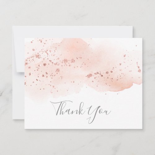 Rose Gold Watercolor Thank You Card