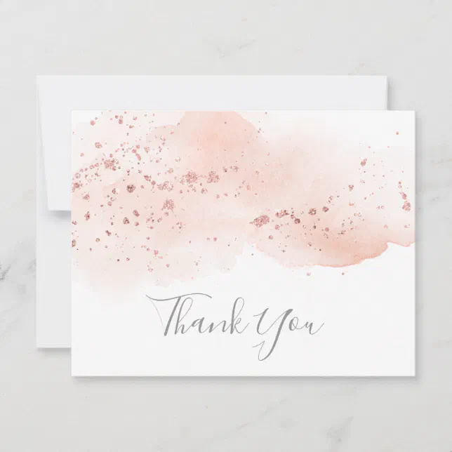 Rose Gold Watercolor Thank You Card | Zazzle
