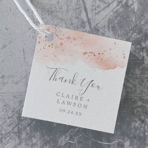 Rose Gold Watercolor Thank You Favor Tags