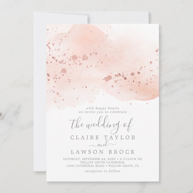 Rose Gold Watercolor The Wedding Of Invitation (Front)