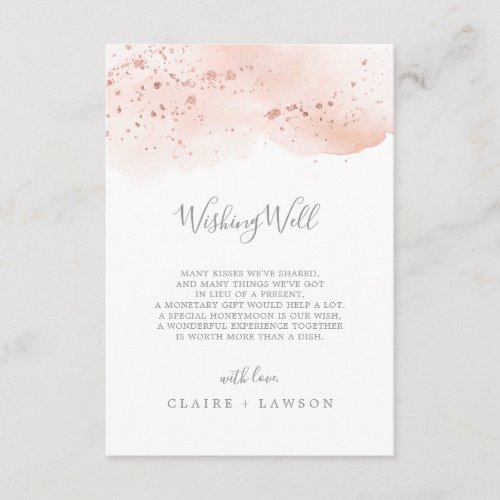 Rose Gold Watercolor Wedding Wishing Well Card