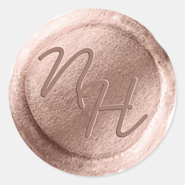 Rose Gold Wax Seal Initials Envelope Sticker Zazzle