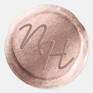 Rose Gold Wax Seal Initials Envelope Sticker