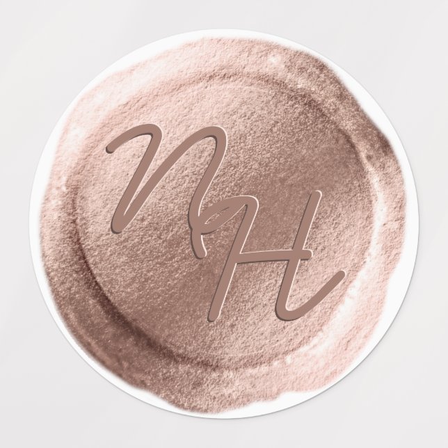 Rose Gold Wax Seal Initials Wedding Monogram Labels (Design 1)