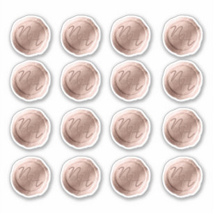 Rose Gold Wax Seal Initials Wedding Monogram Sticker