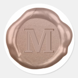Rose Gold Wax seal Sticker monogram,