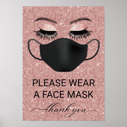 Rose Gold Wear Face Mask Beauty Salon Covid_19 Poster