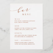 Rose Gold Wedding Bar Menu Reception Table Sign Foil Invitation