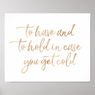 Rose Gold Wedding Blankets 8x10 Sign