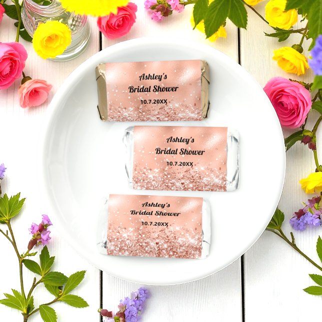 Rose Gold Wedding Bridal Shower Pink Glitter  Hershey's Miniatures (Creator Uploaded)