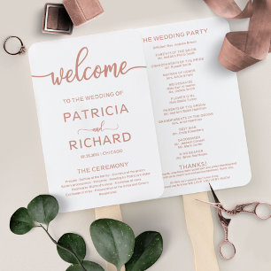 Rose Gold Wedding Ceremony Program Hand Fan