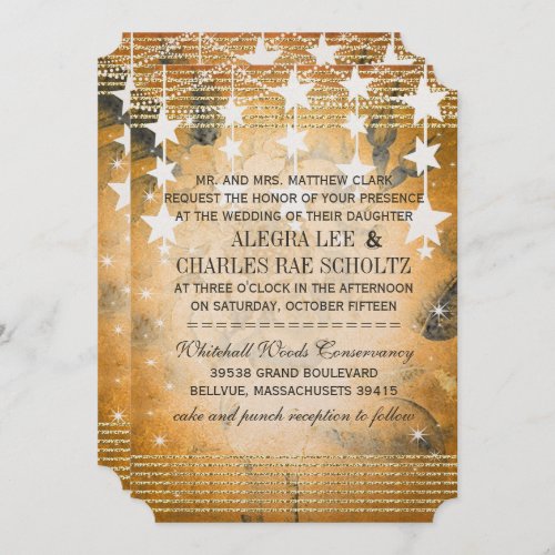Rose Gold Wedding Chalkboard Under the Stars Invitation