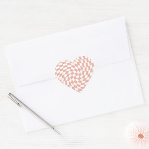 Rose Gold Wedding Collection Check Checkered   Heart Sticker
