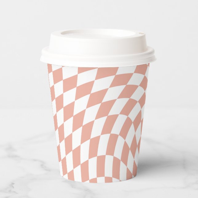 Rose Gold Wedding Collection Check Checkered Paper Cups (Front)