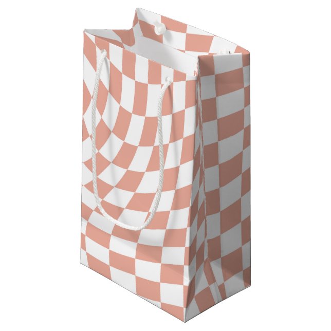 Rose Gold Wedding Collection Check Checkered    Small Gift Bag (Front Angled)