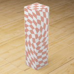 Rose Gold Wedding Collection Check Checkered    Wine Box<br><div class="desc">Modern bohemian rose gold color theme bridal wedding party products. Evergreen retro trendy warped checks design,  warped checkered paper plates in beautiful elegant and chic rose gold and white color.</div>