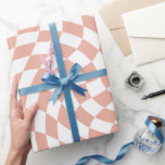 Rose Gold Wedding Collection Check Checkered  Wrapping Paper<br><div class="desc">Modern bohemian rose gold color theme bridal wedding party products. Evergreen retro trendy warped checks design,  warped checkered paper plates in beautiful elegant and chic rose gold and white color.</div>
