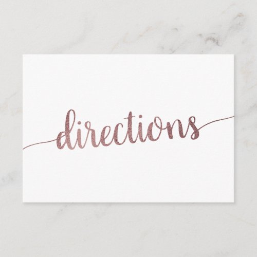 Rose Gold Wedding Directions Enclosure Card