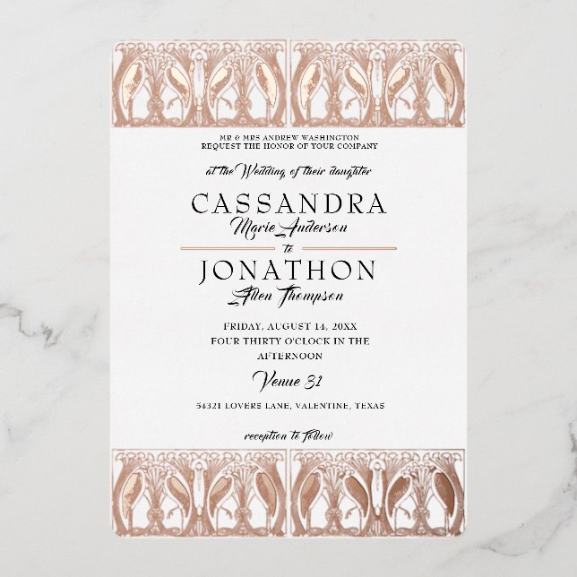 Rose Gold Wedding Event Foil Invitation (Front)