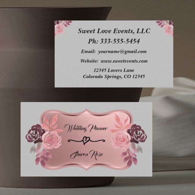Rose Gold Wedding Event Planner Business Card (Creator Uploaded)