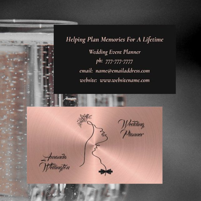 Rose Gold Wedding Event Planner Business Card (Creator Uploaded)