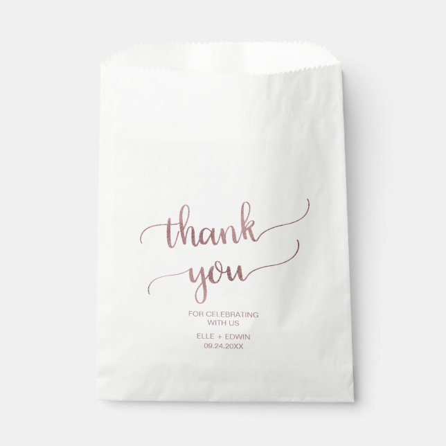 Rose Gold Wedding Favor Bag (Front)
