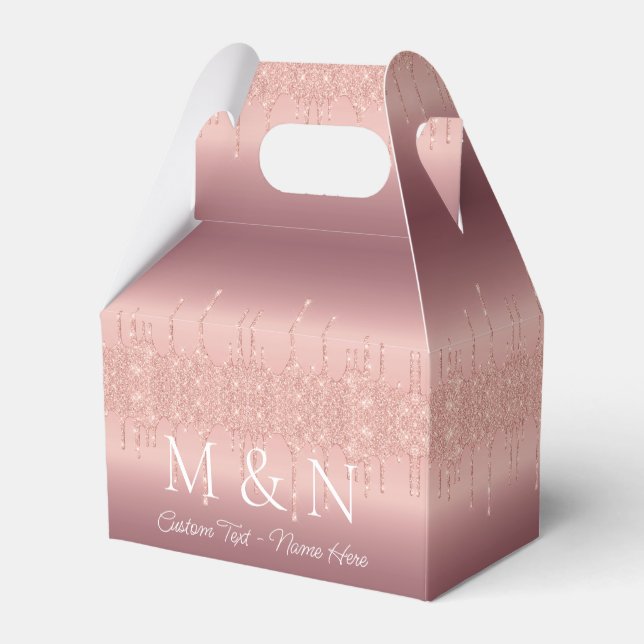 Rose Gold Wedding Favor or Gift Boxes Personalized (Back Side)