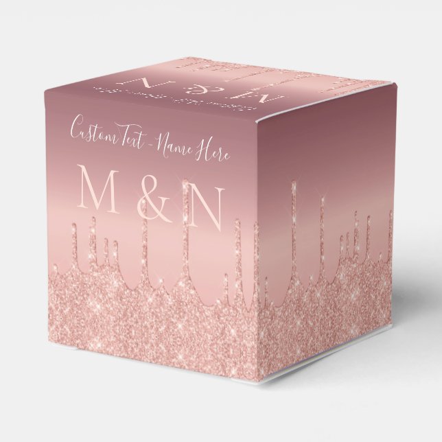 Rose Gold Wedding Favor or Gift Boxes Template (Back Side)